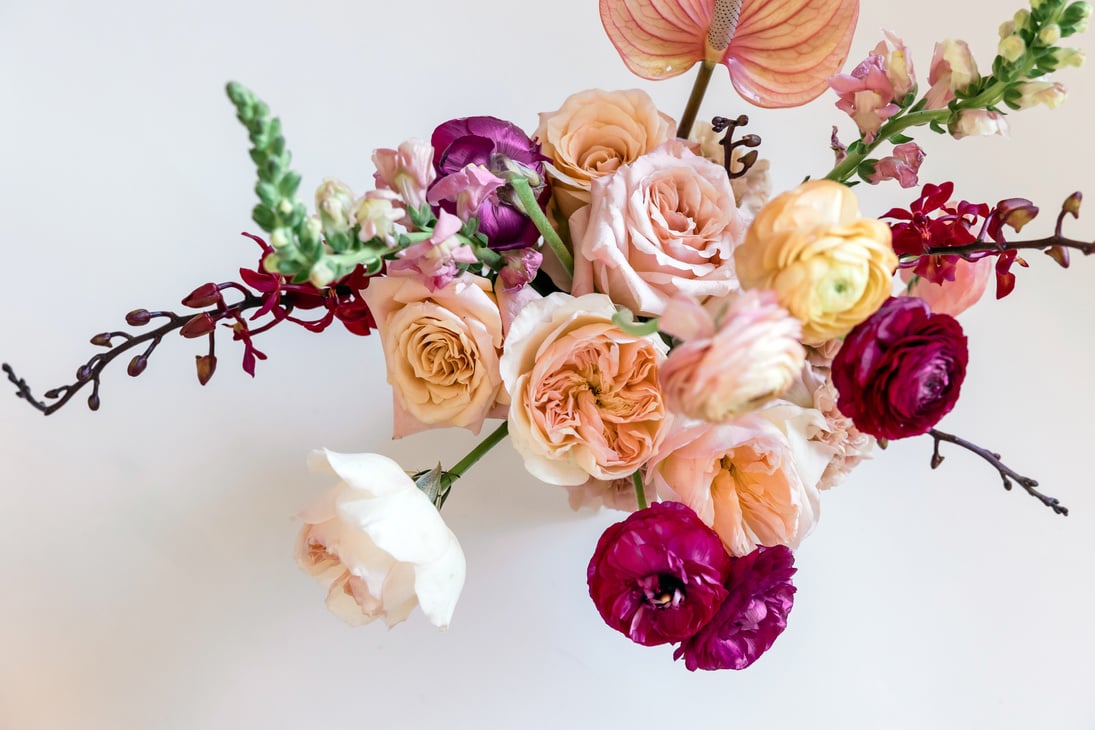 Bright Red and Peach Floral Arrangement